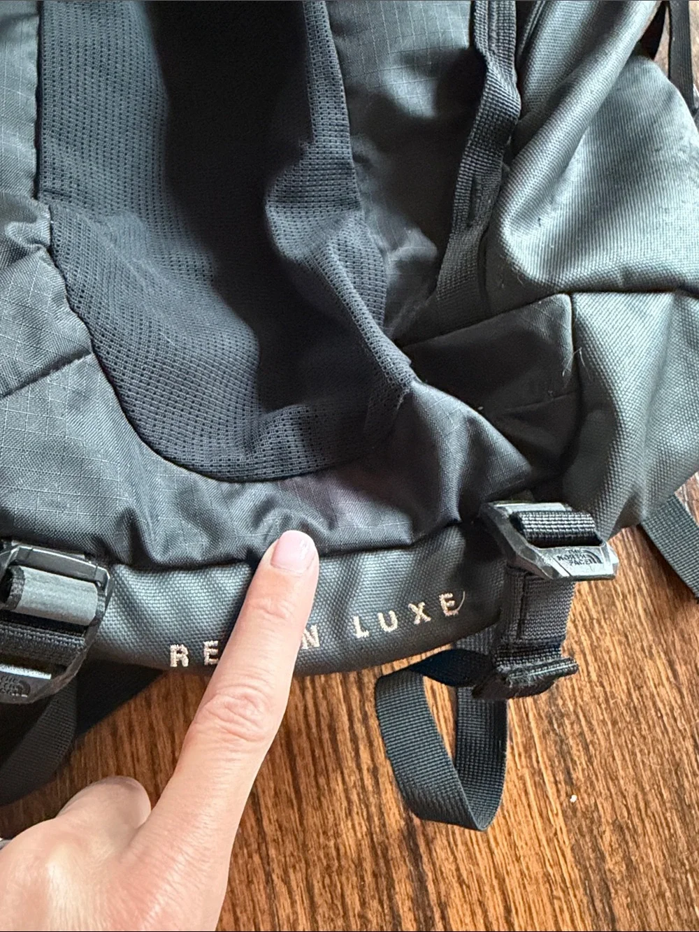 The North Face Black Recon Luxe Backpack with Subtle Rose Gold metallic Accents